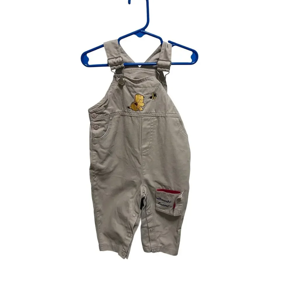 Vintage 2001 Spot the Dog with Bee Overalls Khaki Embroidered Size 12 Months